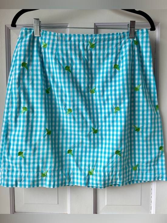 Lilly Pulitzer Dresses & Skirts - Lilly Pulitzer Blue Gingham Skirt with Green Ice Cream Accents